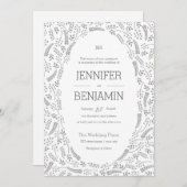 Moderne graue Foliage Hochzeitseinladung Einladung (Vorne/Hinten)