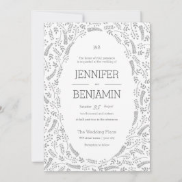 Moderne graue Foliage Hochzeitseinladung Einladung