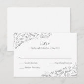 Moderne graue Foliage RSVP-Karte RSVP Karte (Vorne/Hinten)
