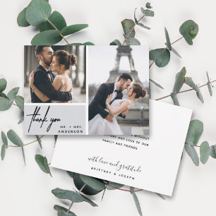 Moderne graue Foto Collage Wedding Vielen Dank