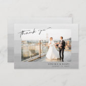 Moderne graue Foto-Hochzeit Dankeskarte (Vorne/Hinten)