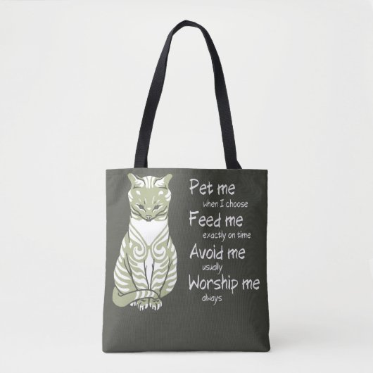 Moderne graue Funny Cat Phrase Pet Malerei Tasche (Vorderseite)