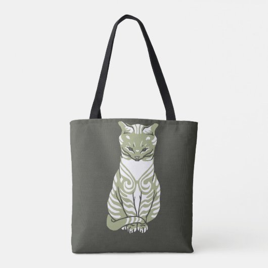 Moderne graue Funny Cat Phrase Pet Malerei Tasche (Rückseite)