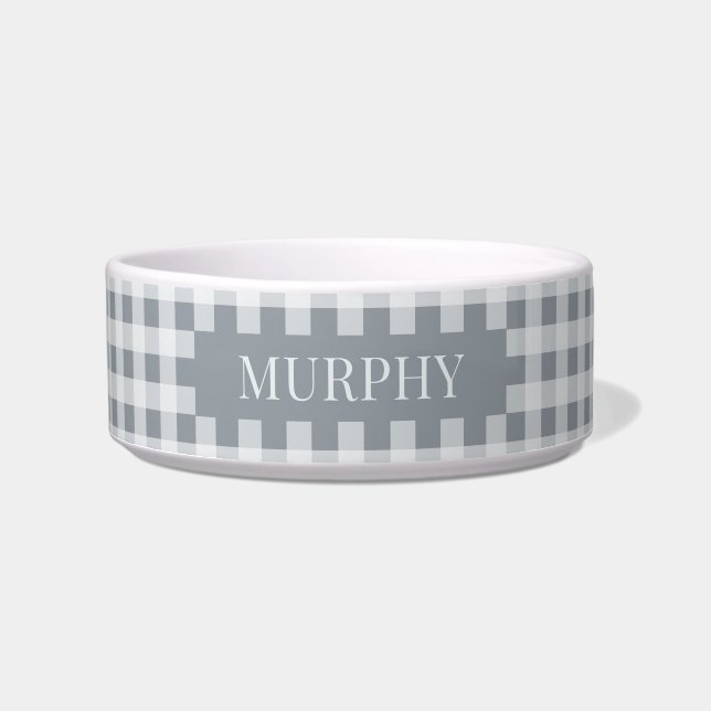 Moderne graue Gingham-Muster einfache benutzerdefi Napf (Vorderseite)