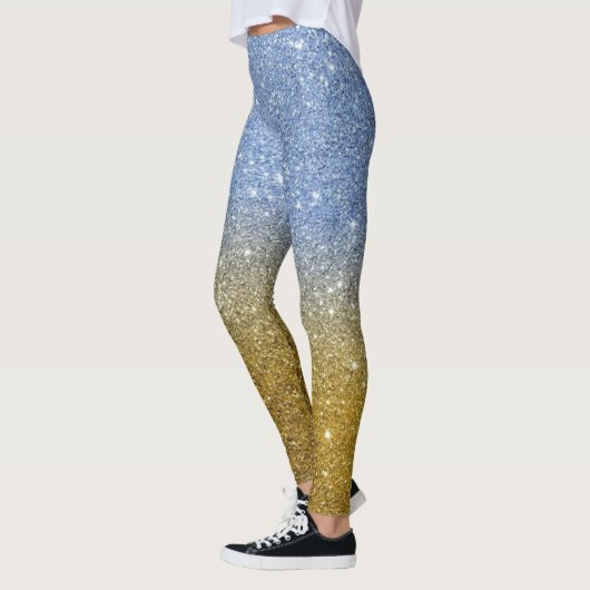 Moderne Graue Glitzer Glitzern Leggings (Links)