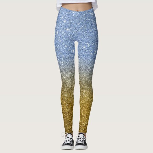 Moderne Graue Glitzer Glitzern Leggings (Vorderseite)