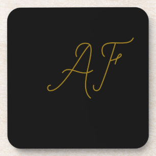Moderne graue goldene Monogramm-Initialen Design Getränkeuntersetzer