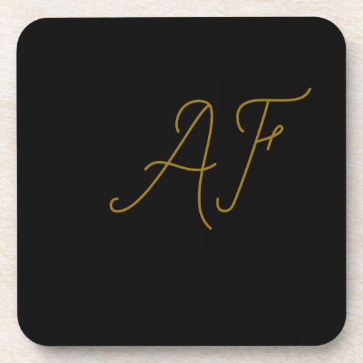Moderne graue goldene Monogramm-Initialen Design Getränkeuntersetzer (Vorderseite)