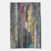 Moderne graue goldfarbene Pinselstriche Abstrakt Geschirrtuch (Vertikal)