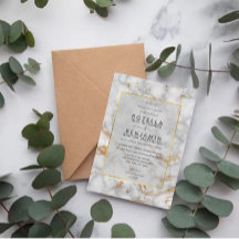 Moderne graue Goldmarble Agate & Gold Foil Hochzei