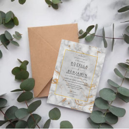 Moderne graue Goldmarble Agate & Gold Foil Hochzei Einladung