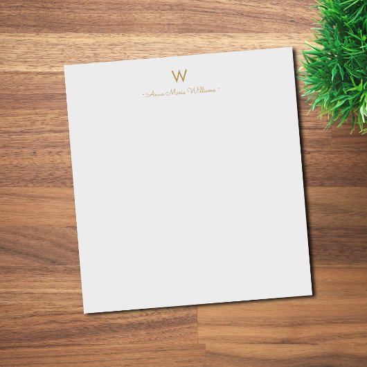 Moderne graue Goldschrift-Monogramm Notizblock