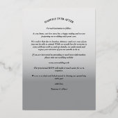 Moderne graue Gradient Elegantes Foto Script Hochz Folieneinladung (Rückseite)