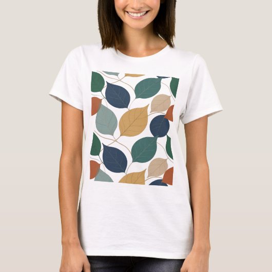 Moderne graue Grafik Herbstblätter T-Shirt (Vorderseite)