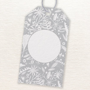 Moderne graue grafische florale botanische geschenkanhänger