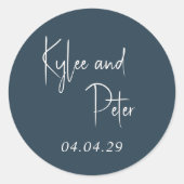 Moderne graue handgeschriebene Skripte Elegante Ho Runder Aufkleber (Vorderseite)