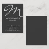 Moderne, graue, handschriftliche Monogramm-Visiten Visitenkarte (Vorne/Hinten)