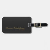 Moderne graue Hintergrund-Script-Gold-Farbe Gepäckanhänger (Vorderseite horizontal)