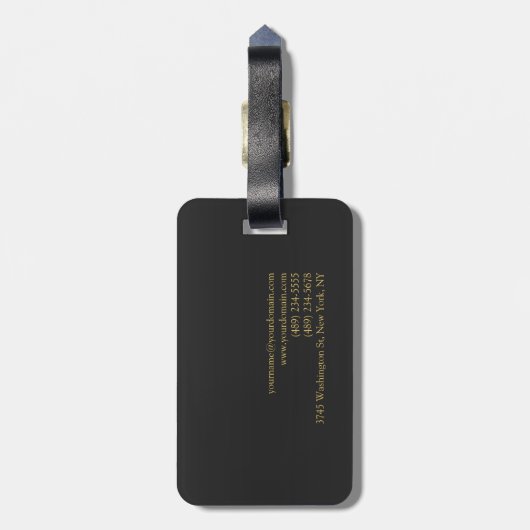 Moderne graue Hintergrund-Script-Gold-Farbe Gepäckanhänger (Rückseite vertikal)