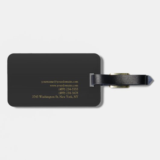 Moderne graue Hintergrund-Script-Gold-Farbe Gepäckanhänger (Rückseite horizontal)