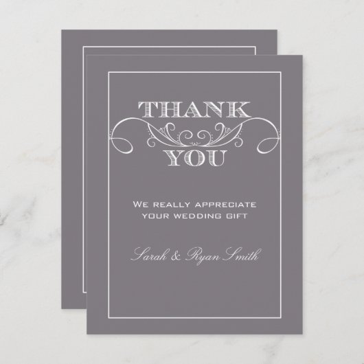 Moderne graue Hochzeit danken Ihnen Karten (Vorne/Hinten)