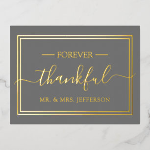 Moderne graue Hochzeit Mr. & Mrs. Danke Folie Einladungspostkarte
