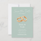 Moderne graue Hochzeitsringe Save The Date Karte (Vorderseite)