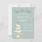 Moderne graue Hochzeitstorte Save The Date Karte (Vorderseite)