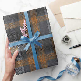 Moderne Graue Holzkohle Gitter Stahl Karo Muster Geschenkpapier