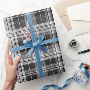Moderne Graue Holzkohle Gitter Stahl Karo Muster Geschenkpapier