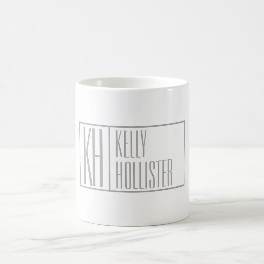 Moderne graue Initialen und Namen-Logo Kaffeetasse (Mittel)