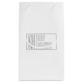 Moderne graue Initialen und Namen-Logo Kleine Geschenktüte (Rückseite)