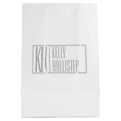 Moderne graue Initialen und Namen-Logo Mittlere Geschenktüte (Rückseite)