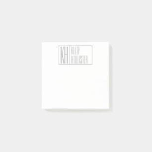 Moderne graue Initialen und Namen-Logo Post-it Klebezettel