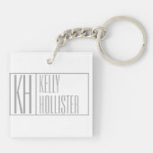 Moderne graue Initialen und Namen-Logo Schlüsselanhänger (Rückseite)