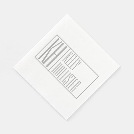 Moderne graue Initialen und Namen-Logo Serviette (Ecke)