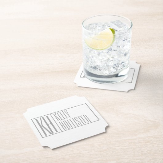 Moderne graue Initialen und Namen-Logo Untersetzer (Vor Ort)