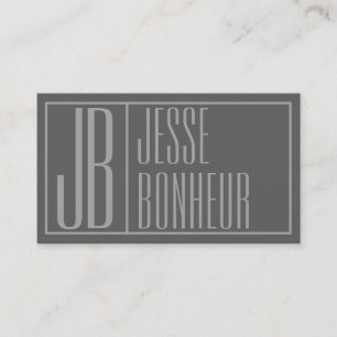 Moderne graue Initialen und Namen-Logo Visitenkarte