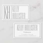 Moderne graue Initialen und Namen-Logo Visitenkarte (Vorne/Hinten)