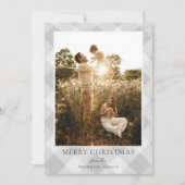 Moderne graue Karierte Foto Weihnachtskarte Feiertagskarte (Vorderseite)