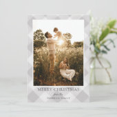 Moderne graue Karierte Foto Weihnachtskarte Feiertagskarte (Stehend Vorderseite)