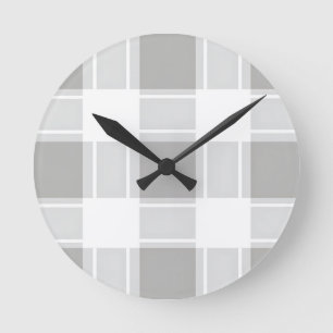 Moderne graue Karomuster Runde Wanduhr