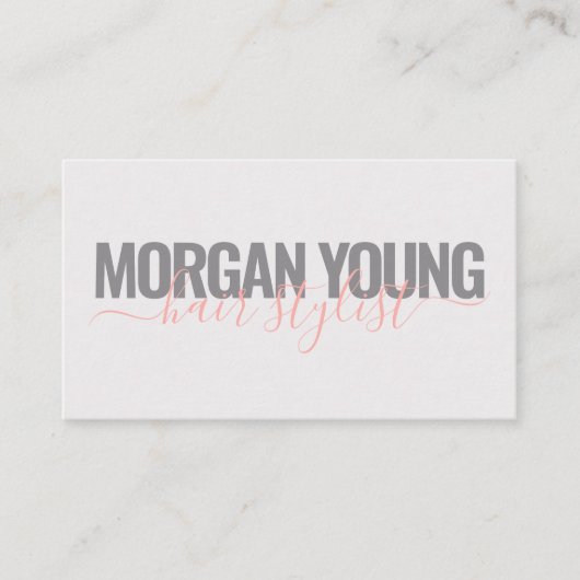 Moderne graue Korallenhaar-Schrift Visitenkarte (Vorderseite)