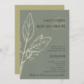 MODERNE Graue KRAFT BLÄTTER VERLOBUNG Einladung (Vorne/Hinten)