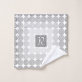 Moderne graue Kreise Monogramm Badhandtuch Set (Waschlappen)