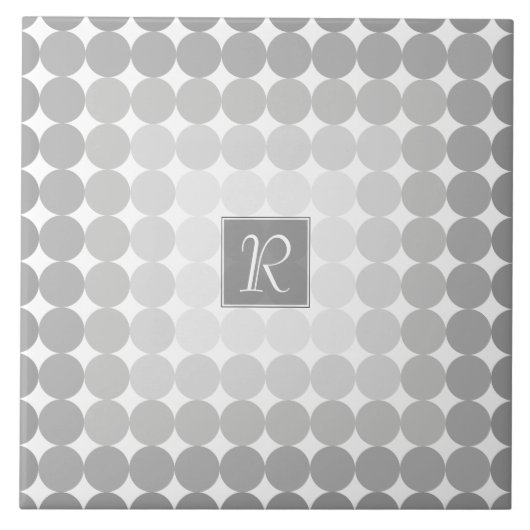 Moderne graue Kreise Monogramm Fliese (Vorderseite)