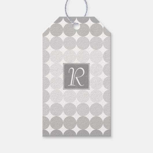 Moderne graue Kreise Monogramm Geschenkanhänger (Vorderseite)