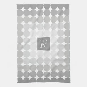 Moderne graue Kreise Monogramm Küchentuch