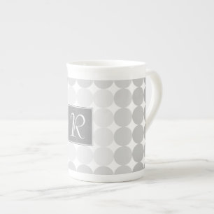 Moderne graue Kreise Monogramm Porzellantasse