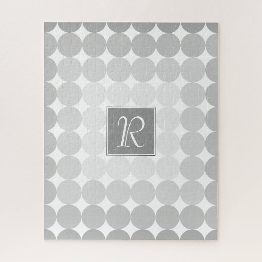 Moderne graue Kreise Monogramm Puzzle (Vertikal)